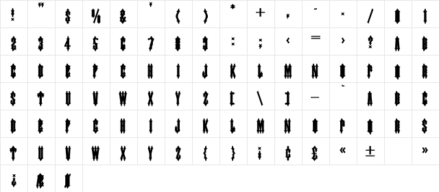 JudasCaps Bold Bold  glyph index
