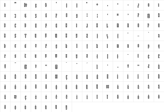 Lusta Regular  glyph index