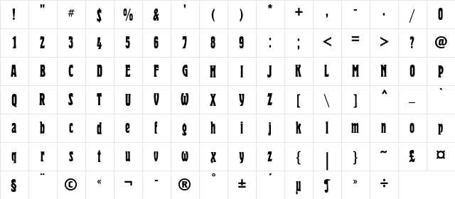 HeroldCondC Regular  glyph index