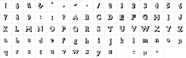 Avion Regular  glyph index