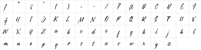 Justlyne Demo Regular  glyph index