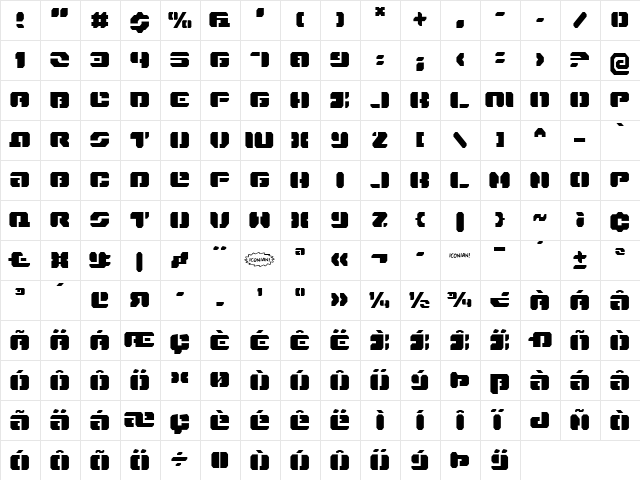Dan Stargate Regular  glyph index