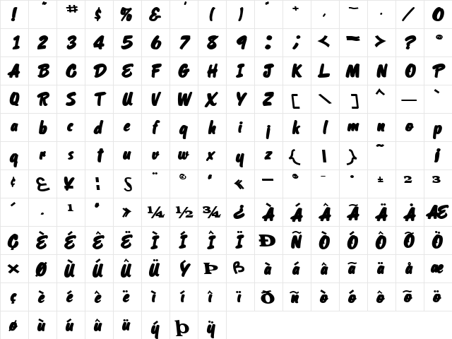 OrielScriptSSK BoldItalic  glyph index