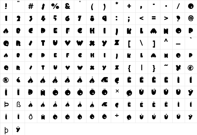 FZ JAZZY 9 Normal  glyph index