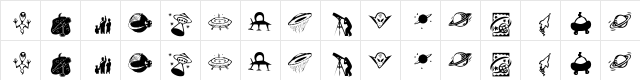 KR Out Of This World Regular  glyph index