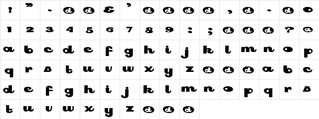 Cars&Girls Regular  glyph index