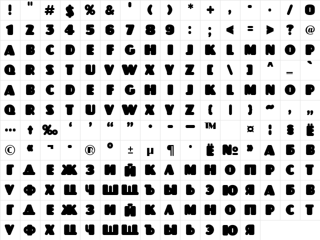ft93 Regular  glyph index