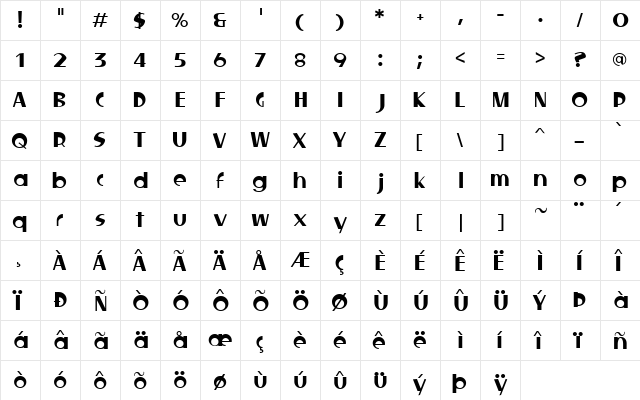 Locked Window Regular  glyph index