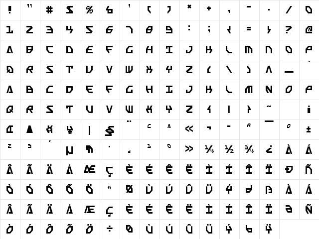 Scarab Script Regular  glyph index