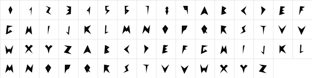 Vivaracho Bold  glyph index