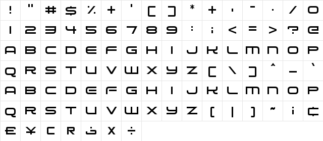 Alien Robot Regular  glyph index