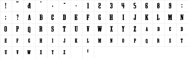 Athletic Supporter Regular  glyph index
