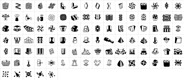 MiniPics LilFeatures Regular  glyph index