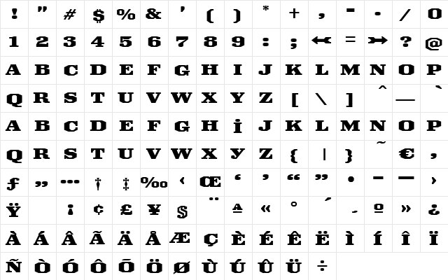Anchorage Regular  glyph index