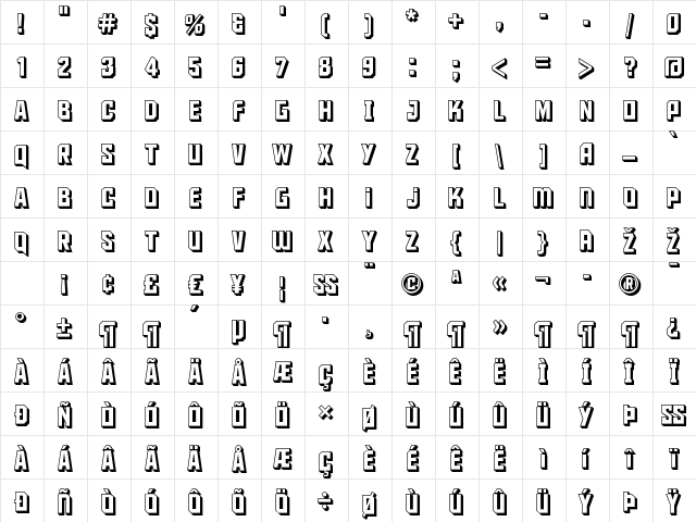 Maus Regular  glyph index