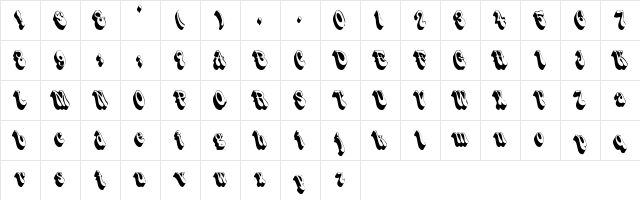 Palmerston Regular  glyph index
