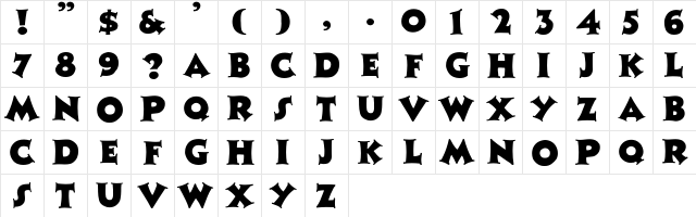 PamilatCaps-Normal Regular  glyph index