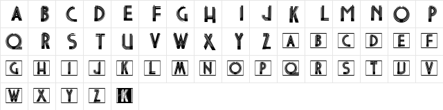 ArtNouveauCaps Regular  glyph index