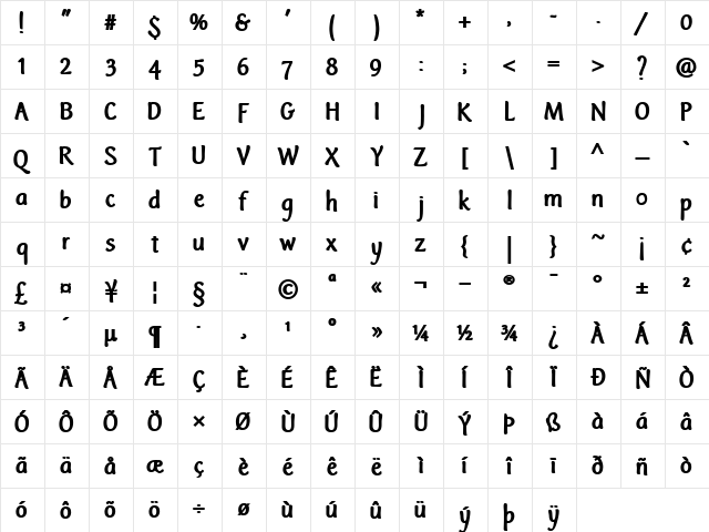 IJF0100 Bold  glyph index