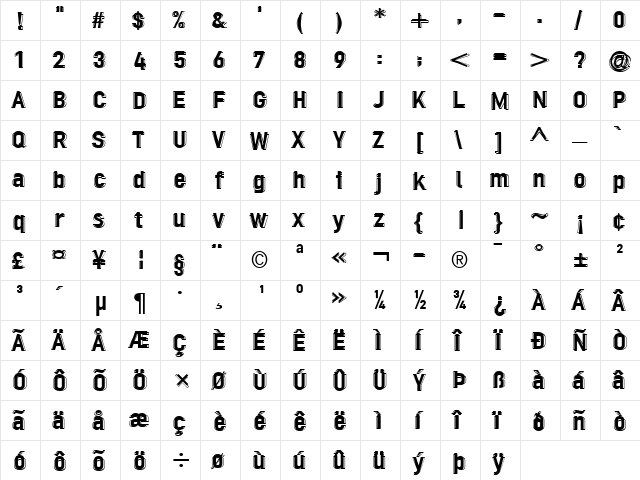 LinotypeOrdinar Double Regular  glyph index