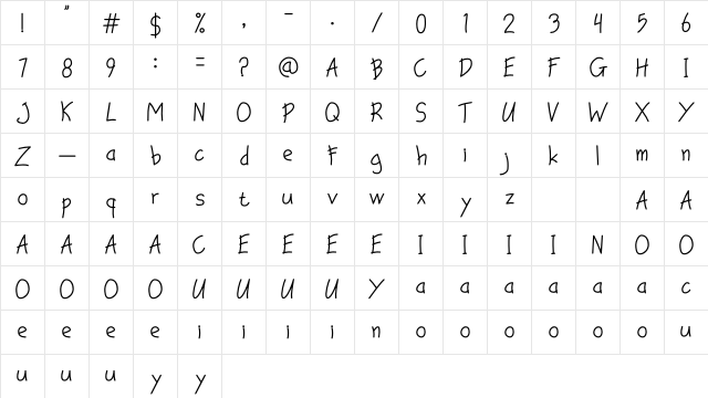 Lazy Monday Regular  glyph index