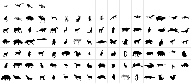 Mers Animals Regular  glyph index