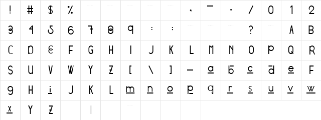 Stratford Regular  glyph index