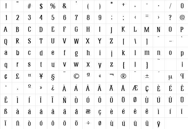Helium-Serial-Medium Regular  glyph index
