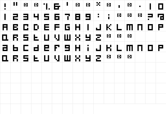 BowWowSquared Regular  glyph index