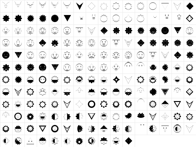 MangaMaterial Regular  glyph index
