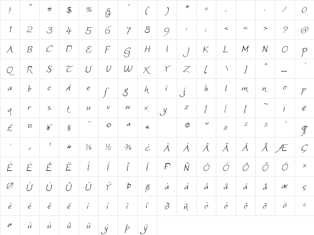 Worstveld Sling Extra Oblique Regular  glyph index
