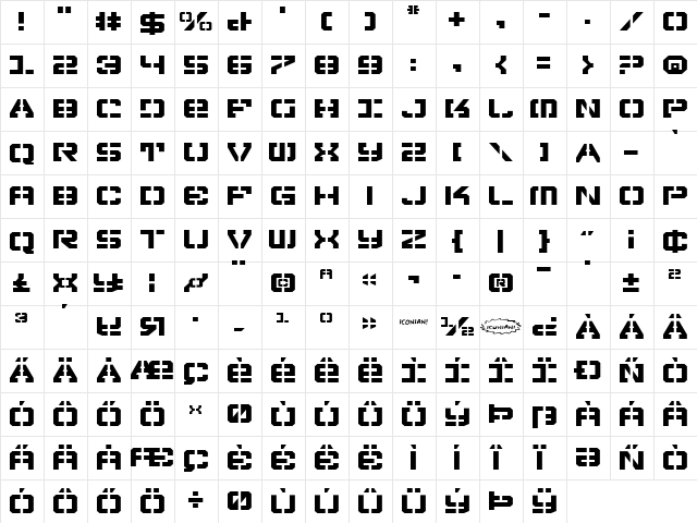 Vyper Expanded Expanded  glyph index