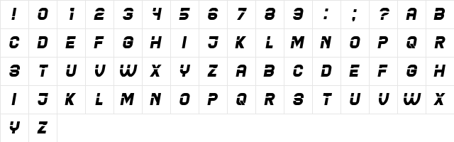 Blader Italic  glyph index