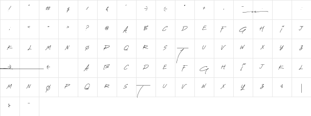 Lightsaber DEMO Regular  glyph index
