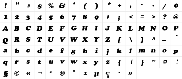 AGCrownC Italic  glyph index