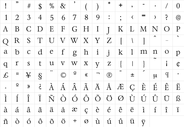 Bernstein-Light Regular  glyph index