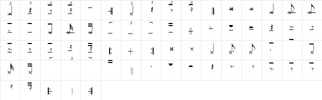 Bongos Regular  glyph index