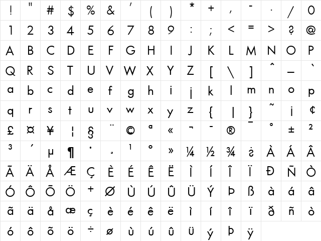 Farsian Becker Normal  glyph index