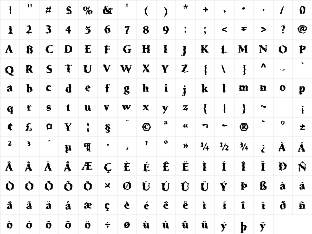 FZ WACKY 66 Normal  glyph index