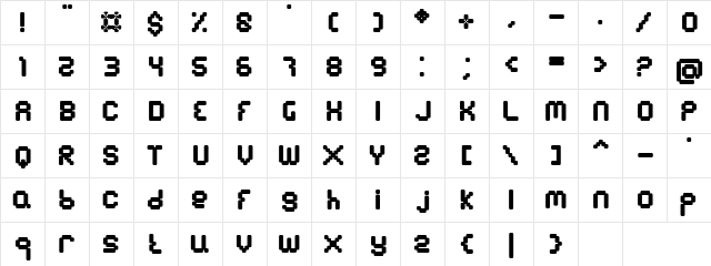 Brigade Regular  glyph index
