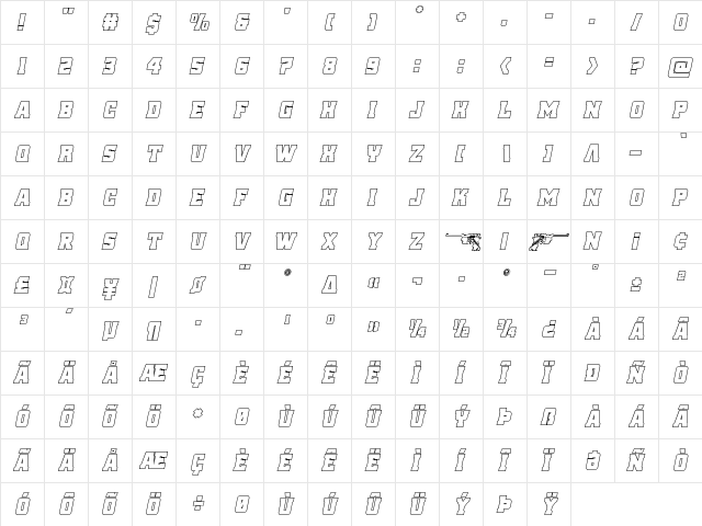 Red Delicious Outline Italic Outline Italic  glyph index