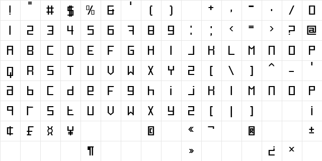 BN Arnon Regular  glyph index