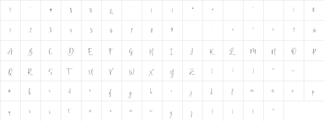 Lucky Spark DEMO Regular  glyph index