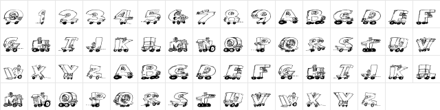 Motoring Regular  glyph index