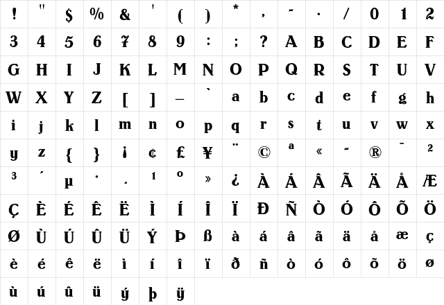 Lo-Type Regular  glyph index