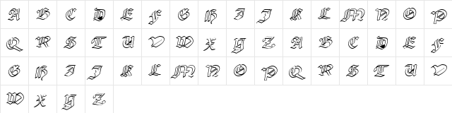 OpineHollowCaps Oblique  glyph index