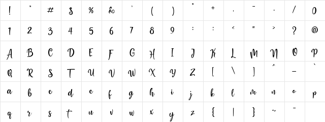 Honey Butter Regular  glyph index