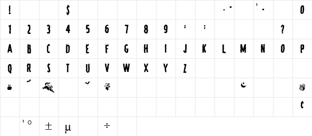 Spooky Regular  glyph index