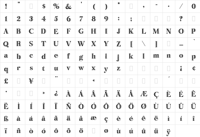 Bertie Plain  glyph index