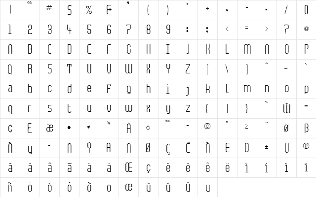 Mekanika Regular  glyph index
